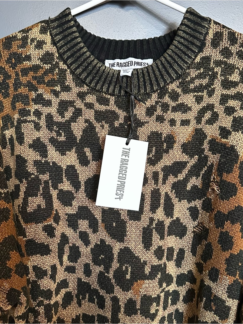 The Ragged Priest Leopard Print Distressed Tina Knit Sweater - Picture 5 of 10